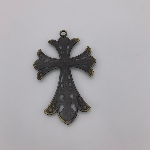 Beautiful Vtg. Medieval Gothic Victorian 7.5” Sun-catcher Ornament Ornate Cross - Picture 7 of 8